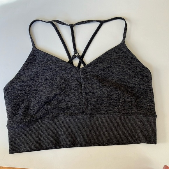 Alo Lavish bra heather gray crossover straps longline XL - Picture 3 of 6